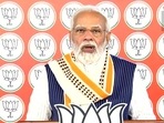 Prime Minister Narendra Modi addressing a virtual rally. (ANI) Prime Minister Narendra Modi addressing a virtual rally. (ANI)