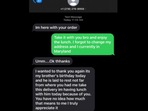 The screenshot shared on the viral post that shows what the food delivery driver responded on being asked to keep the food. (facebook/@Sha Davis) The screenshot shared on the viral post that shows what the food delivery driver responded on being asked to keep the food. (facebook/@Sha Davis)