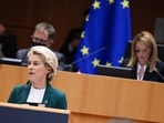 EU chief Ursula von der Leyen speaks at the extraordinary session of the European Parliament on Russia's aggression in Ukraine in Brussels, Belgium on Tuesday, March 1. 2022. (Twitter/Ursula von der Leyen)