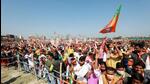 A BJP rally in Mirzapur district of Uttar Pradesh. (ANI PHOTO)