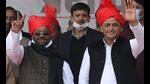 Former minister in the Yogi Adityanath (BJP) government, Swami Prasad Maurya (left).
