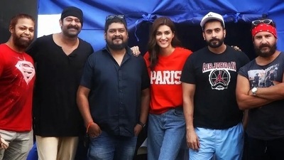 The team of Adipurush including Prabhas, Saif Ali Khan, Kriti Sanon and Sunny Singh pose for a photo The team of Adipurush including Prabhas, Saif Ali Khan, Kriti Sanon and Sunny Singh pose for a photo