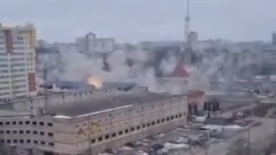 A view of Kharkiv city after being stuck by Russian cluster bombs A view of Kharkiv city after being stuck by Russian cluster bombs