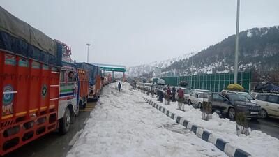 The Jammu-Srinagar national highway was opened for traffic this morning after a day-long closure owing to a massive landslide in Udhampur district where a hill has sunk, said an official. (HT Photo)