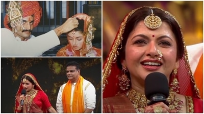 Bhagyashree and Himalay Dassani on Smart Jodi. Bhagyashree and Himalay Dassani on Smart Jodi.
