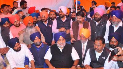 SAD president Sukhbir Badal addressing media after meeting Bikram Majithia, who is lodged in the Patiala jail in a drug case. (HT Photo) SAD president Sukhbir Badal addressing media after meeting Bikram Majithia, who is lodged in the Patiala jail in a drug case. (HT Photo)