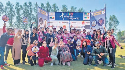 In the second match of fifth Jito Premier League being organised at GRD academy in Ludhiana, Vijay Vallabh beat Jain Sons by 8 wickets. (HT PHOTO)