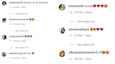 Rubina's post garnered several likes and comments from her followers and many celebrities. They filled the comments section with praises for the actor. Nia Sharma commented, "Gorgeous AF." Srishty Rode dropped heart emoticons, and another user wrote, "Uff [heart eye emojis]." (Instagram/@rubinadilaik)