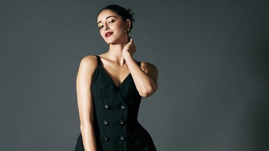 Ananya Panday's strappy black bustier dress at Farhan-Shibani's party costs this&nbsp;(Instagram/ananyapanday)