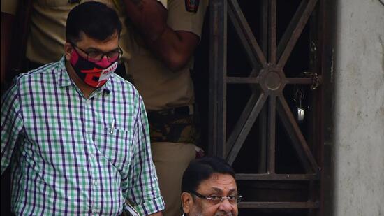 Nawab Malik being taken for a medical check-up. HT Photo