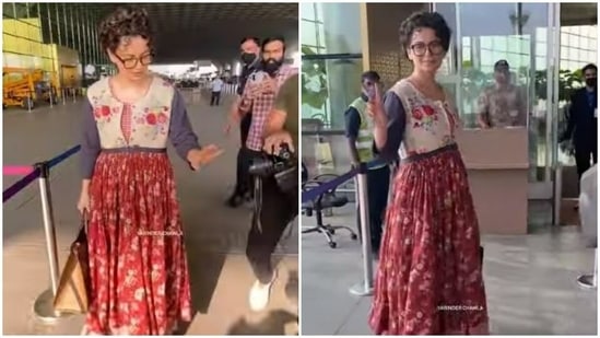 Kangana Ranaut at the Mumbai airport. Kangana Ranaut at the Mumbai airport.