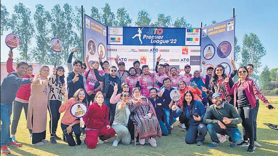 In the second match of fifth Jito Premier League being organised at GRD academy in Ludhiana, Vijay Vallabh beat Jain Sons by 8 wickets. (HT PHOTO)