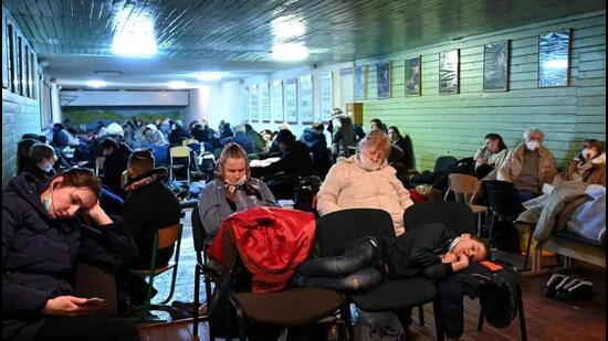 Students from Punjab are among people holed up in underground metro stations and basements that have been converted into makeshift bunkers in Ukraine since February 24 when Russia launched the attack. (HT Photo)