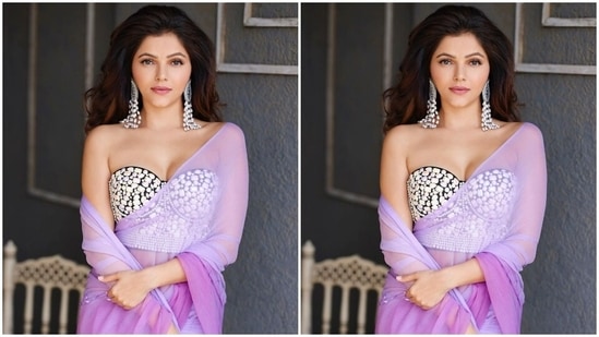 Rubina Dilaik creates magic in saree and strapless bustier for new  photoshoot: Fans say 'Uff