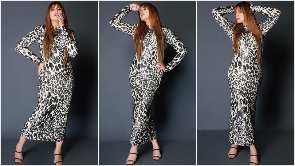 Huma Qureshi in an animal print dress. Huma Qureshi in an animal print dress. 