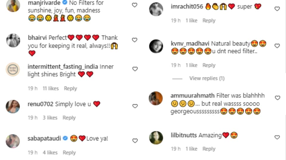 Comments on Sameera Reddy's post.