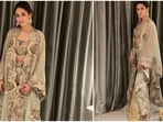 Mira Rajput has never failed to impress the fashion police with her impeccable style. From casual wear to fancy ethnic fits, Mira can pull off any outfit she dons with poise and elegance. In her recent stills, Mira can be seen laying fashion cues to slay the contemporary traditional look in an embellished lehenga set by ace designer Anamika Khanna.(Instagram/@mira.kapoor)