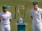 Babar Azam and Pat Cummins unveiled the trophy at the Rawalpindi Stadium.&nbsp;