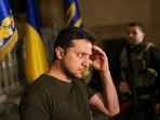 Ukrainian President Volodymyr Zelenskyy talks during an interview with Reuters in Kyiv, Ukraine.
