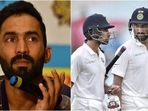 Dinesh Karthik; Wriddhiman Saha and Cheteshwar Pujara. Dinesh Karthik; Wriddhiman Saha and Cheteshwar Pujara.