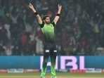 Shaheen Afridi in action for the Lahore Qalandars. Shaheen Afridi in action for the Lahore Qalandars.