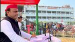 Samajwadi Party chief Akhilesh Yadav addressing a rally for the UP polls at Mungra Badshahpur in Jaunpur. (ANI PHOTO)