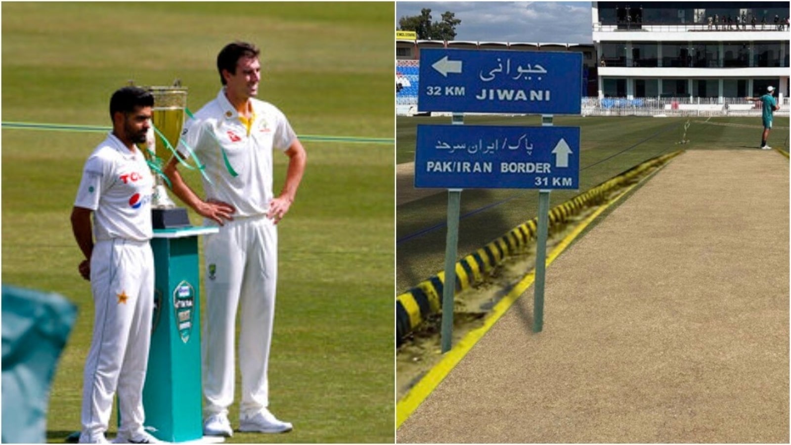 AUS broadcasters put road signs, in hilarious dig at grassless Rawalpindi pitch | Cricket - Hindustan Times AUS broadcasters put road signs, in hilarious dig at grassless Rawalpindi pitch | Cricket - Hindustan Times