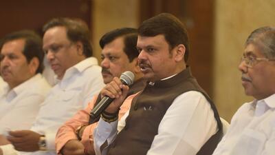 BJP leader Devendra Fadnavis speaks to jounalists while chairing a meeting of the BJP's members of the Legislative Assembly and Council as the budget session is set to begin from Thursday, in Mumbai, India, on Wednesday. (Satish Bate/HT PHOTO) BJP leader Devendra Fadnavis speaks to jounalists while chairing a meeting of the BJP's members of the Legislative Assembly and Council as the budget session is set to begin from Thursday, in Mumbai, India, on Wednesday. (Satish Bate/HT PHOTO)