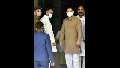 Leader of Opposition Tejashwi Yadav on his way to the assembly on Wednesday. (Santosh Kumar/HT Photo) Leader of Opposition Tejashwi Yadav on his way to the assembly on Wednesday. (Santosh Kumar/HT Photo)