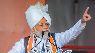 Prime Minister Narendra Modi at an election rally. Prime Minister Narendra Modi at an election rally.