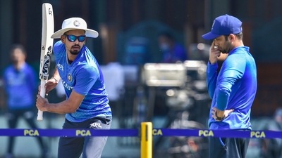 Shreyas Iyer bats during a practice session ahead of 1st Test between India and Sri Lanka (PTI) Shreyas Iyer bats during a practice session ahead of 1st Test between India and Sri Lanka (PTI)