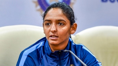 Harmanpreet Kaur during a press conference. (PTI)