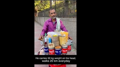 A screengrab of the video of a man who sells Bhel Puri in Delhi. (youtubeswadofficial) A screengrab of the video of a man who sells Bhel Puri in Delhi. (youtubeswadofficial)