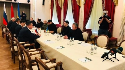 The first round of Russia-Ukraine delegation talks took place in Belarus on Monday. (Twitter/Ministry of Foreign Affairs of Belarus) The first round of Russia-Ukraine delegation talks took place in Belarus on Monday. (Twitter/Ministry of Foreign Affairs of Belarus)
