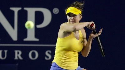 Ukraine's Elina Svitolina in action during her first round match against Anasatsia Potapova (REUTERS)