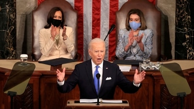 File photo of US President Joe Biden addressing a joint session of Congress. (REUTERS)