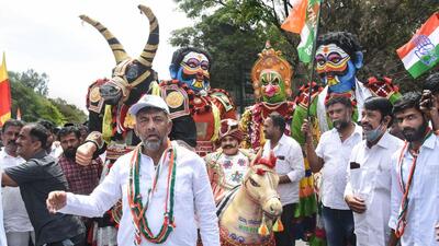 The padayatra today covers a distance of 16.7 km to reach Mekrhi Circle in the city from near Jayadeva Junction. (PTI) The padayatra today covers a distance of 16.7 km to reach Mekrhi Circle in the city from near Jayadeva Junction. (PTI)