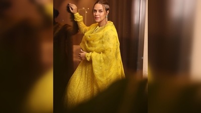 Neha Dhupia clicked some aesthetic photos of herself in the outfit and posted them on her Instagram handle. She captioned her post, "and it was called #Yellow ✨ …. #eventdiaries." (Instagram/@nehadhupia)