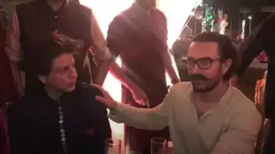 Aamir Khan and Shah Rukh Khan at latter's Diwali party in 2019. Aamir Khan and Shah Rukh Khan at latter's Diwali party in 2019.