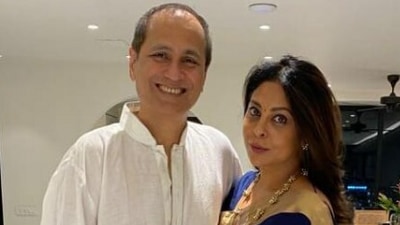 Shefali Shah with her husband Vipul Amrutlal Shah. Shefali Shah with her husband Vipul Amrutlal Shah.