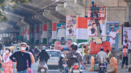Flex banners displayed in Bengaluru (Picture Credit: Shayaree Chanda)