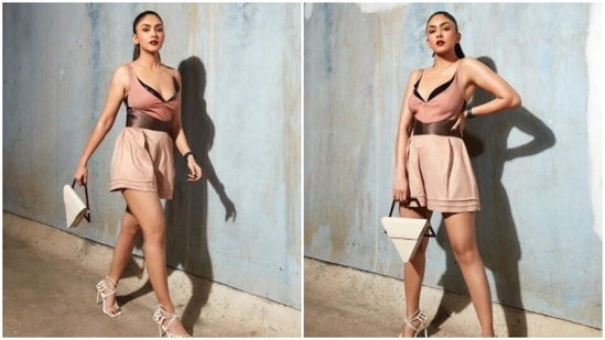 Mrunal Thakur is our fashion icon – the actor can do both casual and ethnic with equal poise and grace. When it comes to acing casual attires, all Mrunal needs is a perfect pastel short dress and matching shoes and bag, and she is ready to go. A day back, the actor shared a slew of pictures from her recent fashion photoshoot and reinstated that she is indeed here to bring fashion traffic to a standstill.(Instagram/@mrunalthakur)
