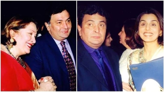 Rishi Kapoor with sister Ritu Nanda (l), with Neetu Kapoor.