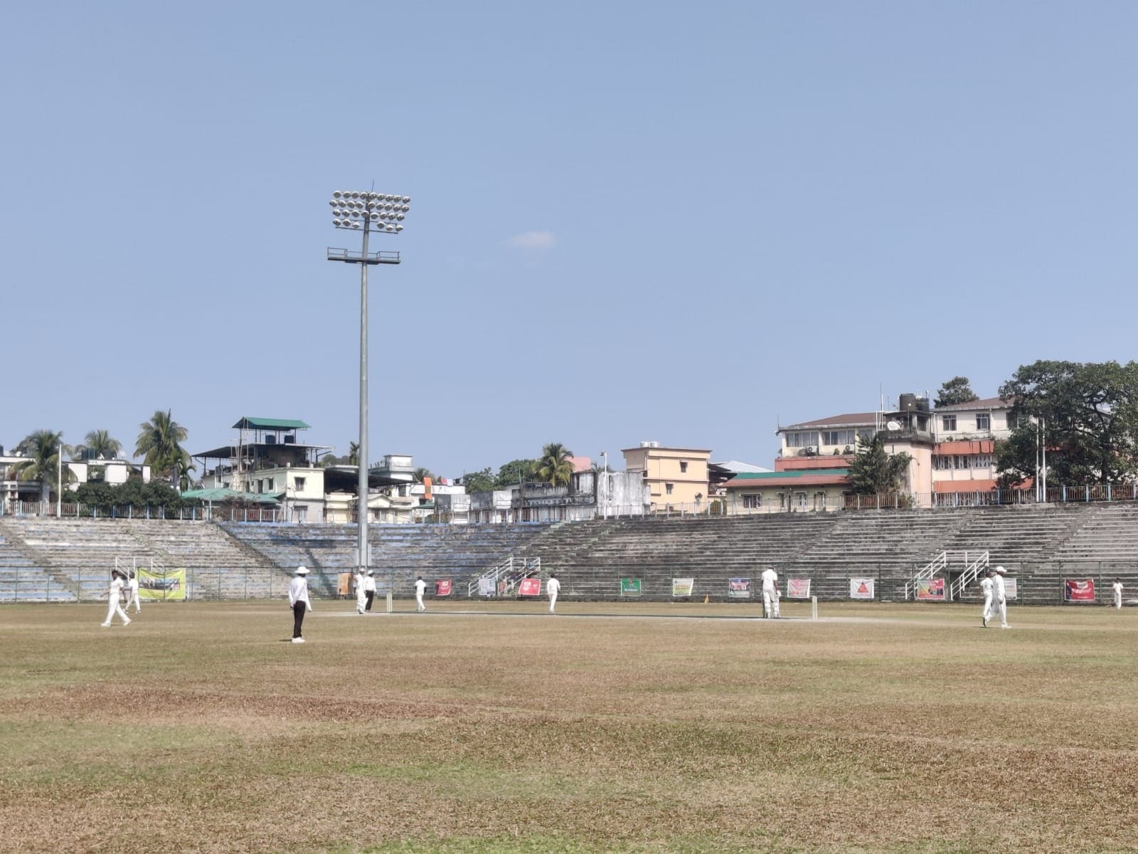 Players from local clubs take part in a sub-divisional T20 match at the Kanchenjunga Stadium in Siliguri. (HT Photo/Shivam Saha) Players from local clubs take part in a sub-divisional T20 match at the Kanchenjunga Stadium in Siliguri. (HT Photo/Shivam Saha)