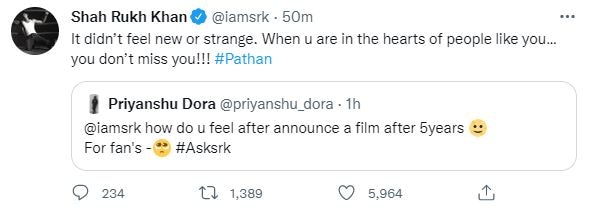 Shahrukh organizó una sesión de AMA en Twitter.