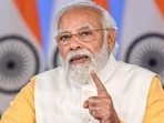 Prime Minister Narendra Modi addresses a post-budget webinar on the defence sector in New Delhi on Friday. (PTI PHOTO.)