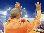 Chief minister Yogi Adityanath addressing a rally in Gorakhpur on Saturday. (ANI PHOTO)