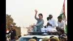 Priyanka during the road show in Varanasi. (HT PHOTO)