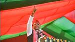 Samajwadi Party chief Akhilesh Yadav at a poll rally in Varanasi. (PTI PHOTO)