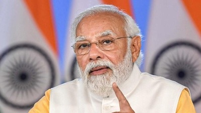 Prime Minister Narendra Modi addresses a post-budget webinar on the defence sector in New Delhi on Friday. (PTI PHOTO.) Prime Minister Narendra Modi addresses a post-budget webinar on the defence sector in New Delhi on Friday. (PTI PHOTO.)